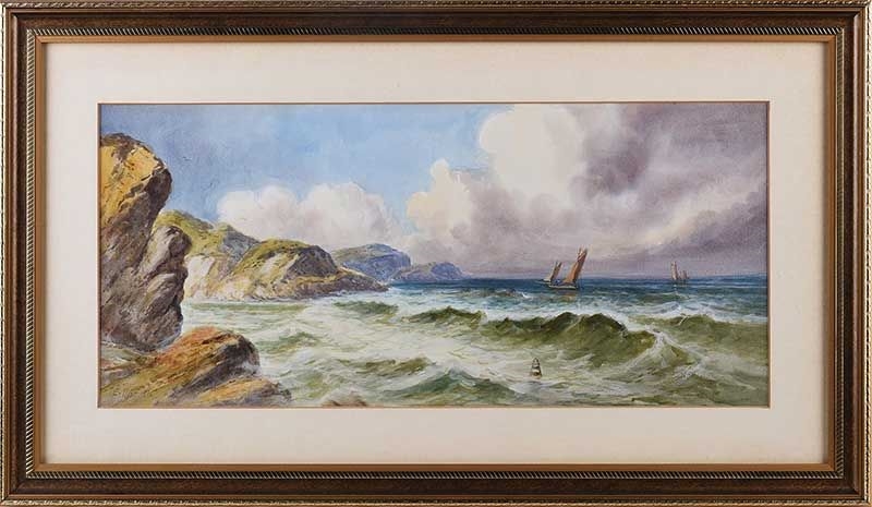Artwork by E.m. Earp, SAILING OFF THE ROCKY COAST, Made of Watercolour Drawing