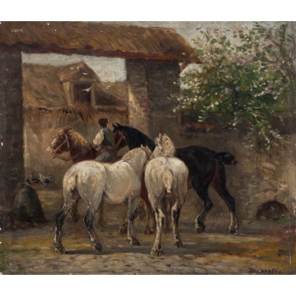 Cascina con cavalli by Raymond Desvarreux