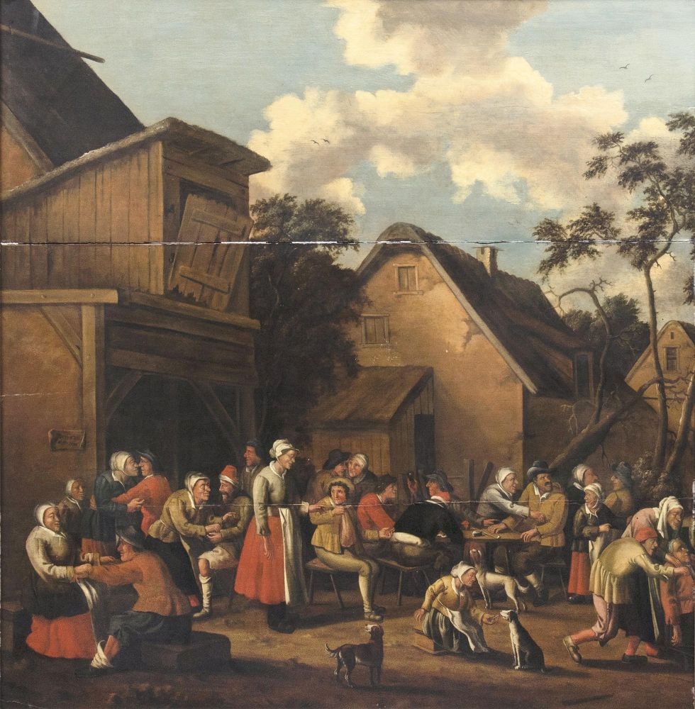 Artwork by Pieter van Mase, MERRYMAKING IN A VILLAGE, Made of Oil/wood