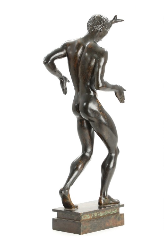 Artwork by Johannes Bjerg, “Pan på firkantet plint” (Pan on a square plinth)", Made of Patinated bronze