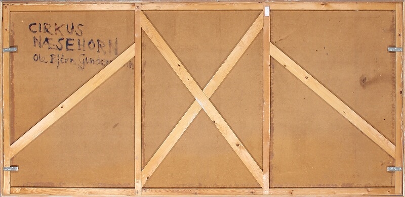 Artwork by Ole Gundarson, Cirkus næsehorn, Made of Mixed media on board