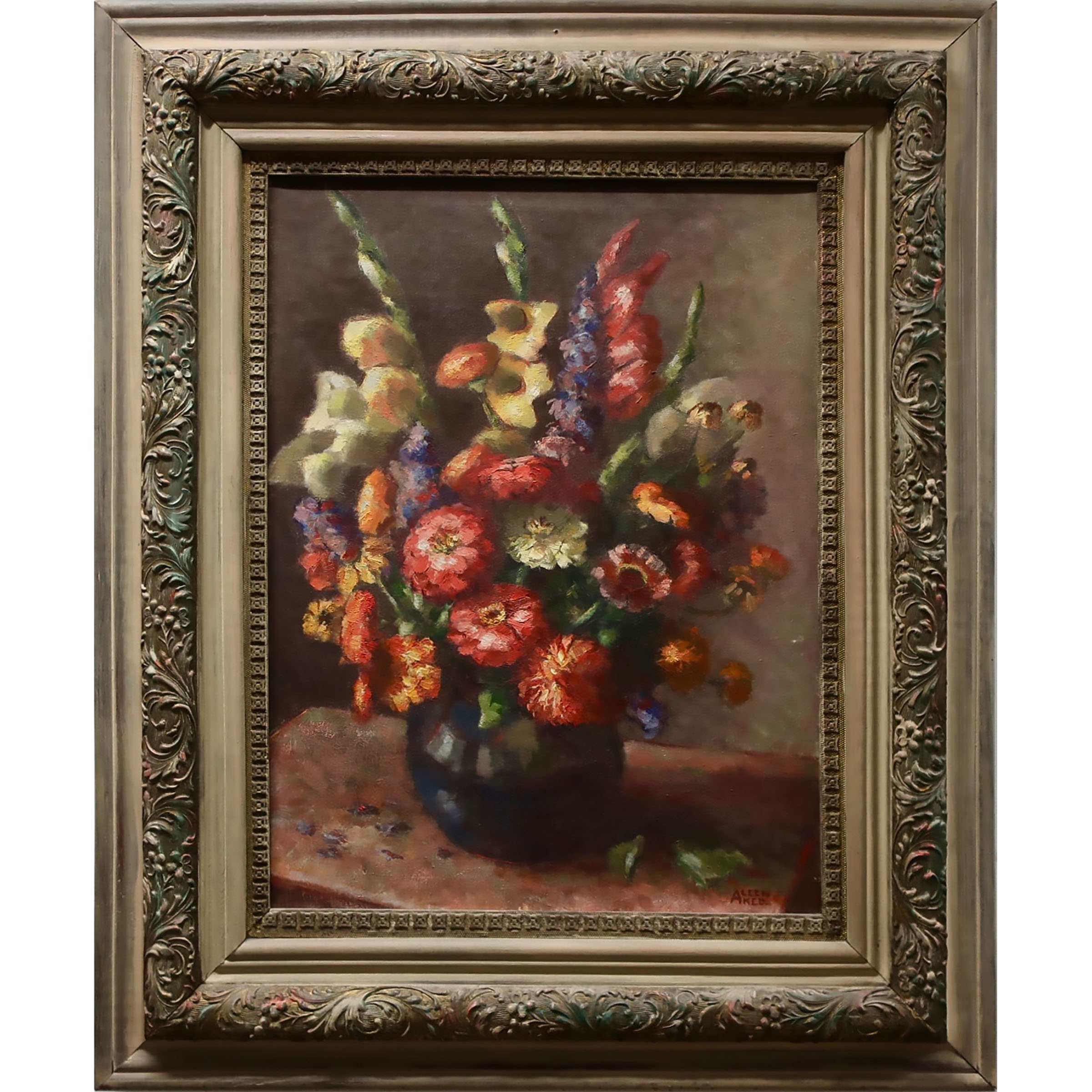 Artwork by Aleen Aked, UNTITLED (FLORAL STILL LIFE), Made of OIL ON CANVAS