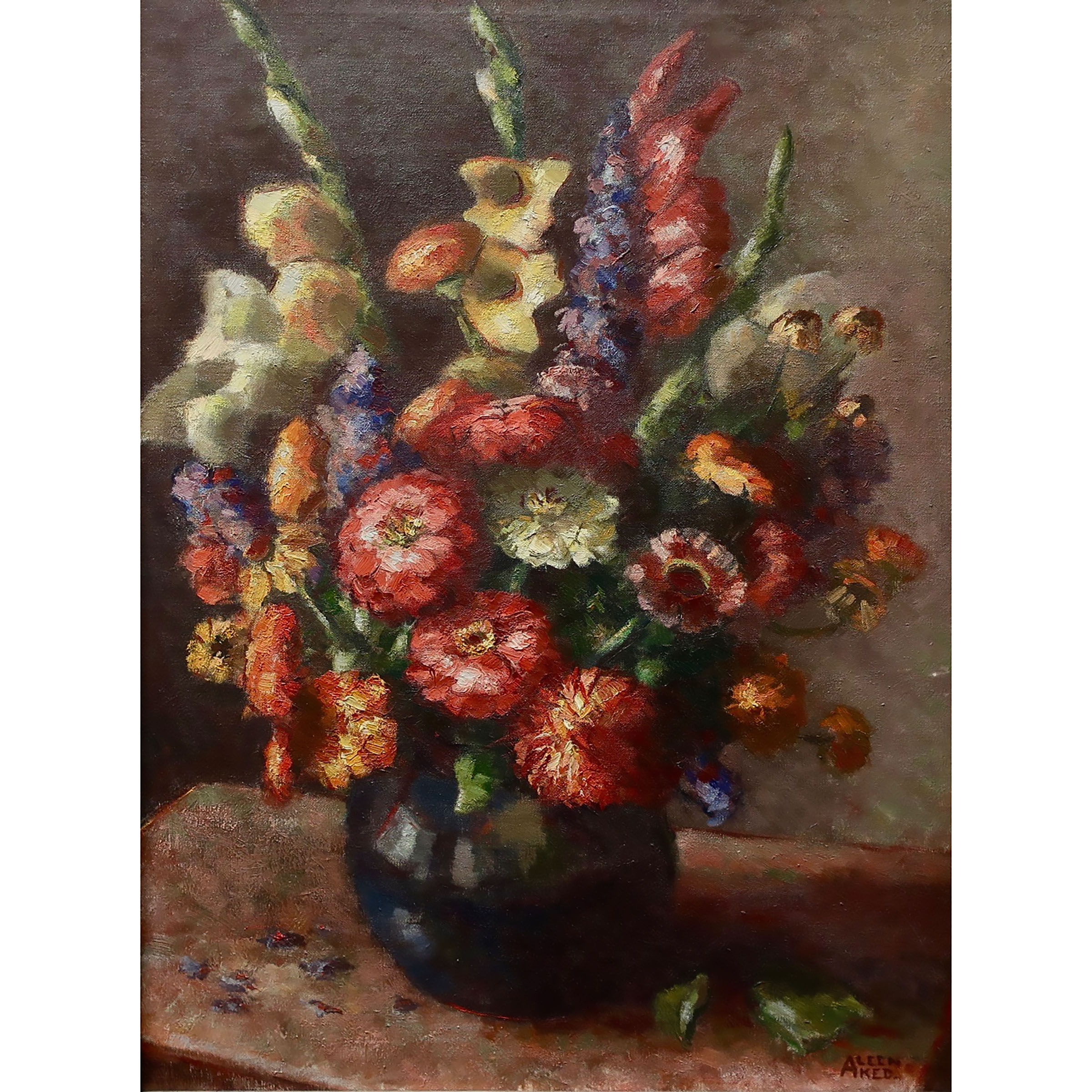 Artwork by Aleen Aked, UNTITLED (FLORAL STILL LIFE), Made of OIL ON CANVAS