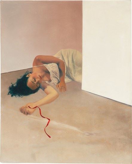 Red Ribbon from the Empty Room series by Jenna Gribbon, Painted in 2006