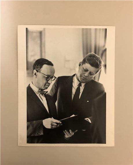 John Fitzgerald Kennedy and Arthur Schwesinger at White House April 1962 by Arthur Rickerby, 1962, printed circa 1990
