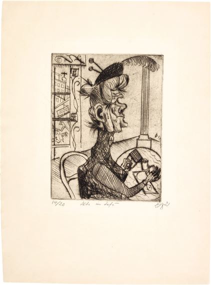 Alte im Café (K. 9) by Otto Dix, 1920