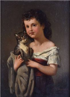 Little girl with cat" - Franz Maria Ingenmey