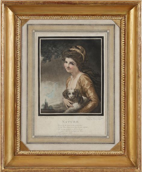 Föreställande Lady Hamilton som "Nature", poem by George Romney, John Raphael Smith, 1784