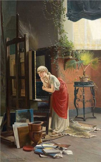 Ein Modell im Atelier (A model in the studio) by Max Nonnenbruch, 1889