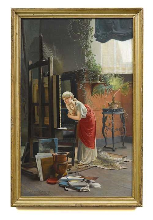 Artwork by Max Nonnenbruch, Ein Modell im Atelier (A model in the studio), Made of Oil on canvas