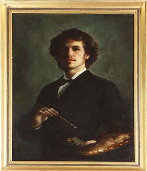 ¨(Selbst-)Porträt des Künstlers mit Farbpalette und Pinsel¨ - Karl Oderich