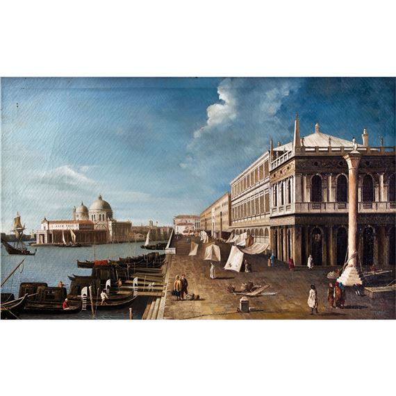Vista de Venecia con la biblioteca de Sansovino y Santa María de la Salute al fondo by Canaletto