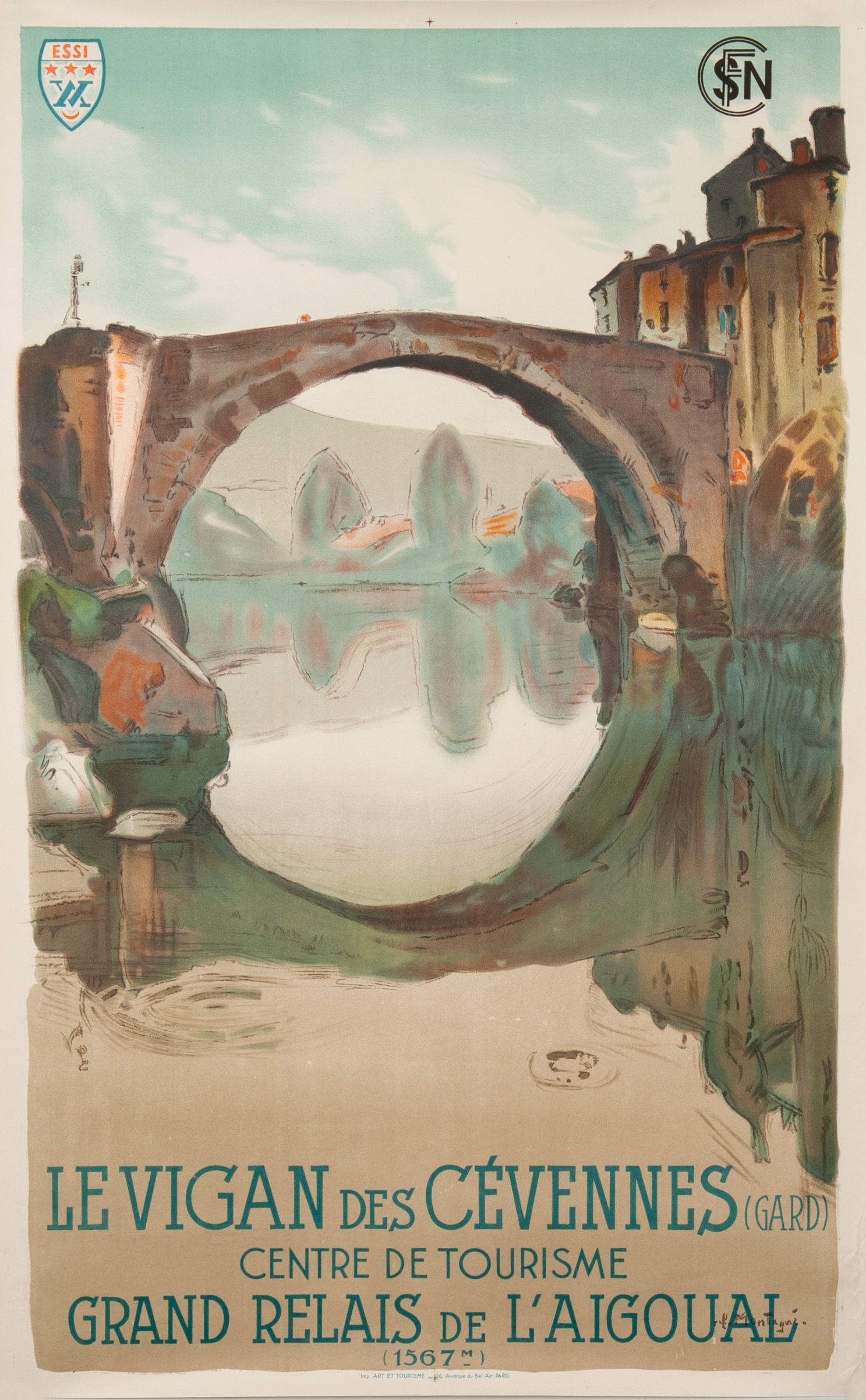 Artwork by Louis Mountain, Le Vigan des Cévennes., Made of Lithographic poster