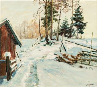 House in a Winter Landscape, 1891' Giclee Print - Jorgen Sorensen