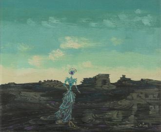 La visiteuse bleue by Lucien Coutaud, 1958