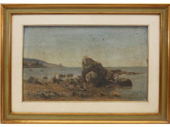 Seascape with fishermen - A. Rey