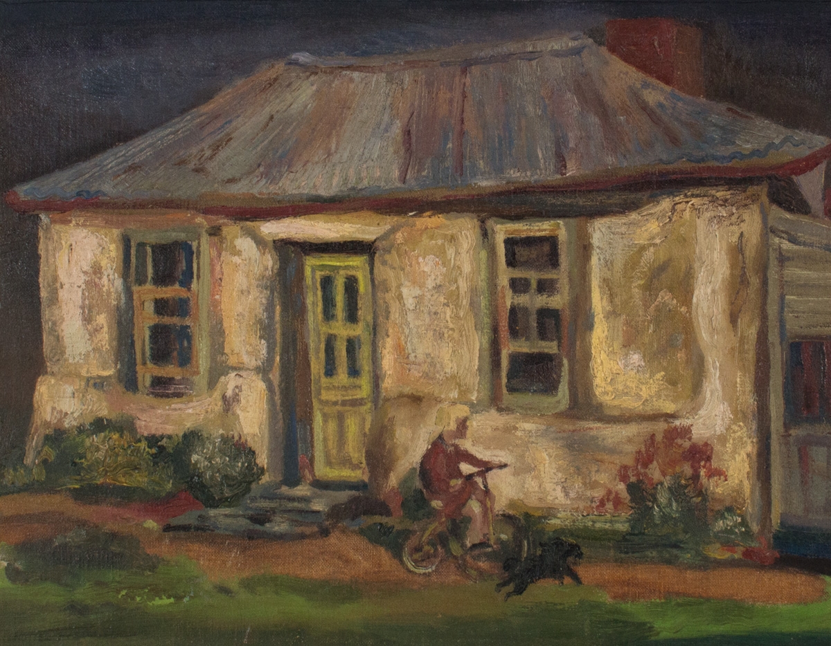 Artwork by Nutter Buzacott, GIRL ON A TRIKE, Made of Oil on card