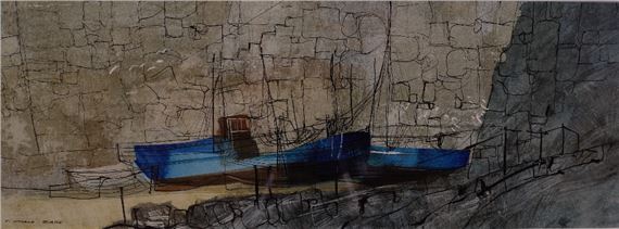 Boats in harbour by Fredrich Donald Blake