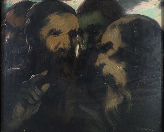 Three man-heads by Daniel Sabater y Salabert, 1929