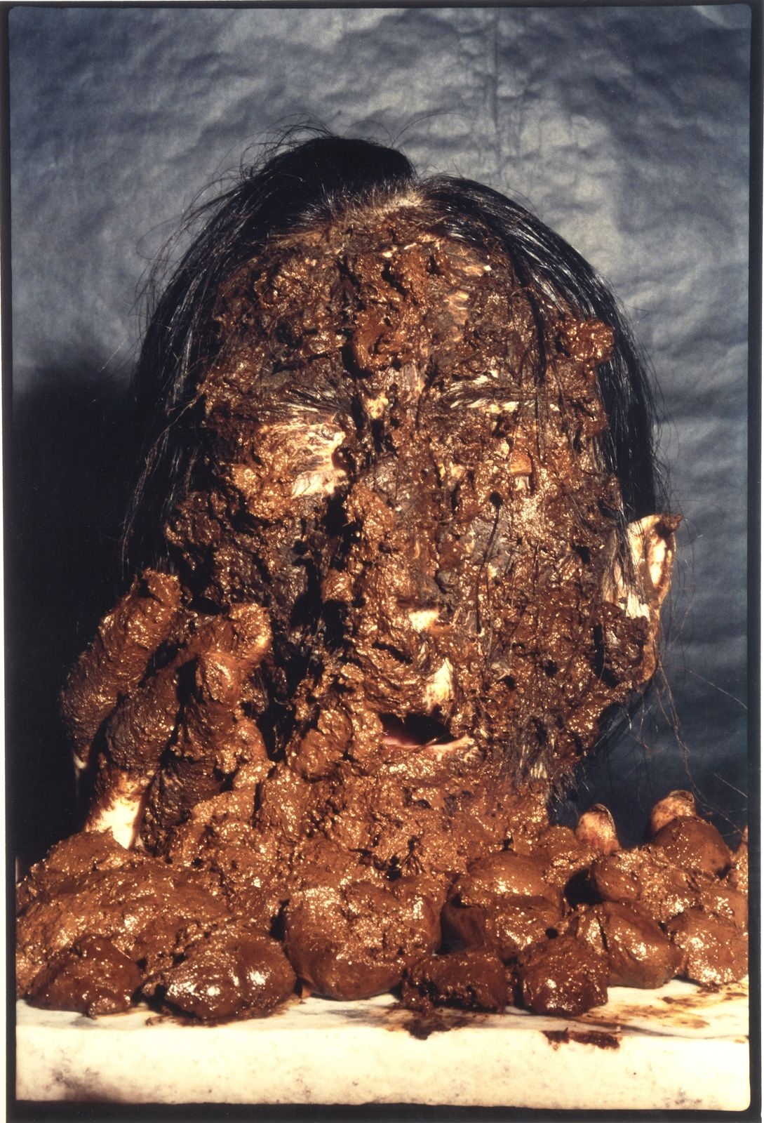 Face covered in excrement by David Nebreda, 1989-1990