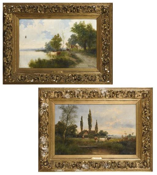 Landschaften mit Rindern by W. Theodor, um 1900