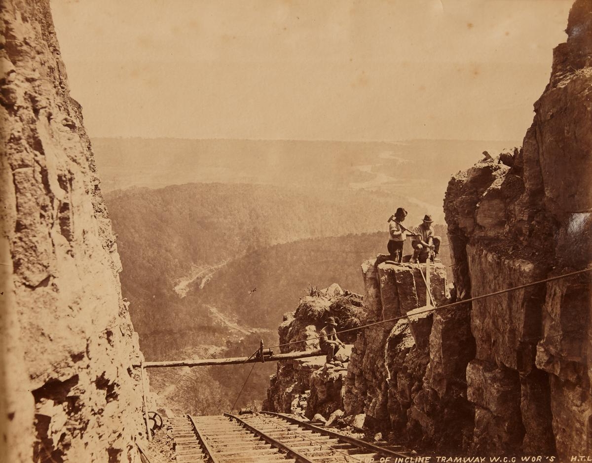 Artwork by Henry Lock, Top of Incline Tramway at Denniston, Made of albumen silver print