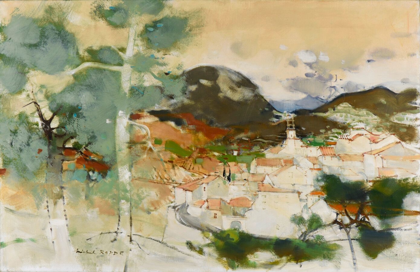 Artwork by Michel Rodde, Paysage de Montségur, Made of Oil on canvas