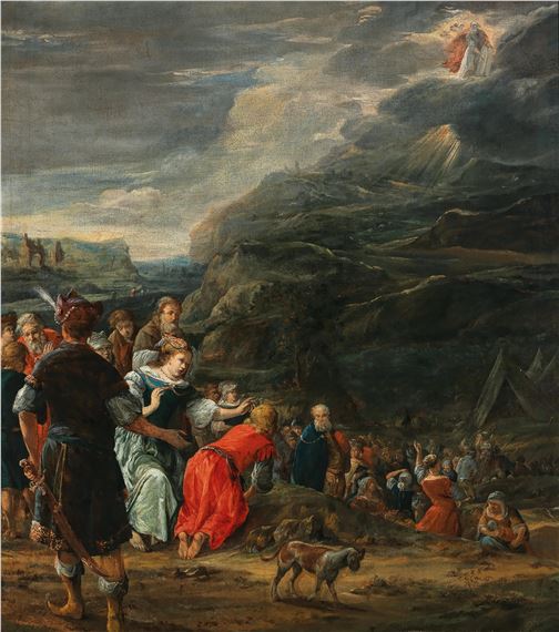 German School, 17th Century | Moses receiving the Ten Commandments ...