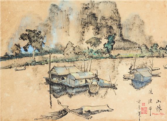 Floating village at the bottom of the Luan Duang Mountain by Pham Hau