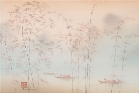 The reedy river in the early morning. by Bui Huy Hieu