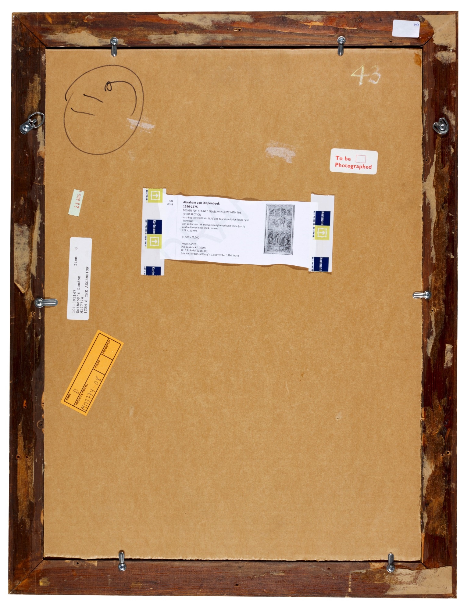 Artwork by Abraham van Diepenbeeck, Design for a stained glass window of the Resurrection, Made of Pen and brown ink and wash heightened