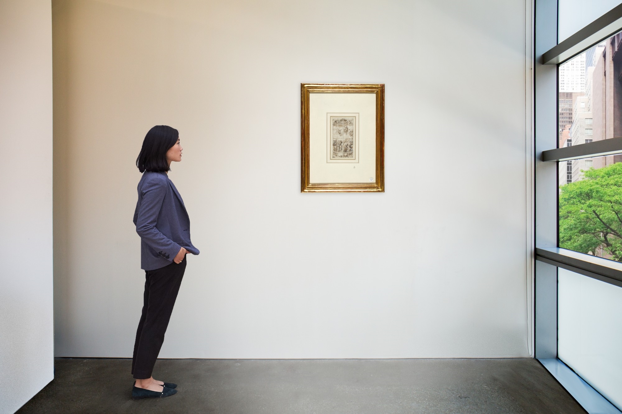 Artwork by Abraham van Diepenbeeck, Design for a stained glass window of the Resurrection, Made of Pen and brown ink and wash heightened