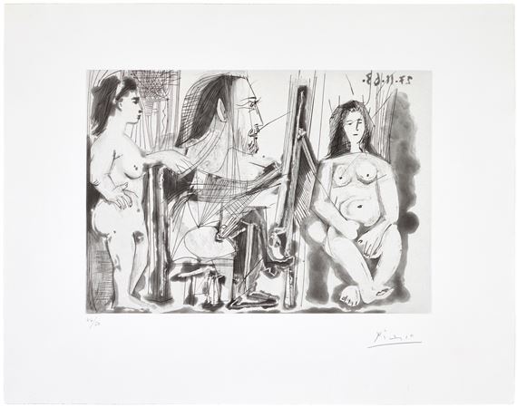 Artwork by Pablo Picasso, Dans l'atelier II (B. 1138; Ba. 1135), Made of Aquatint and engraving