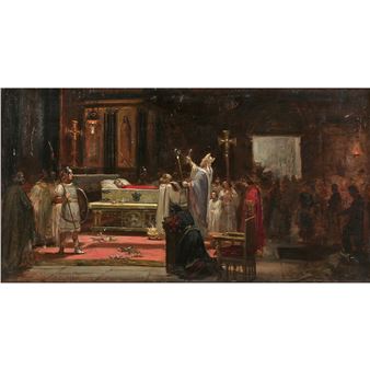 LA BÉNÉDICTION DU CORPS DE L’EMPEREUR THÉODOSE PAR SAINT AMBROISE DE MILAN - Luis García Hevia