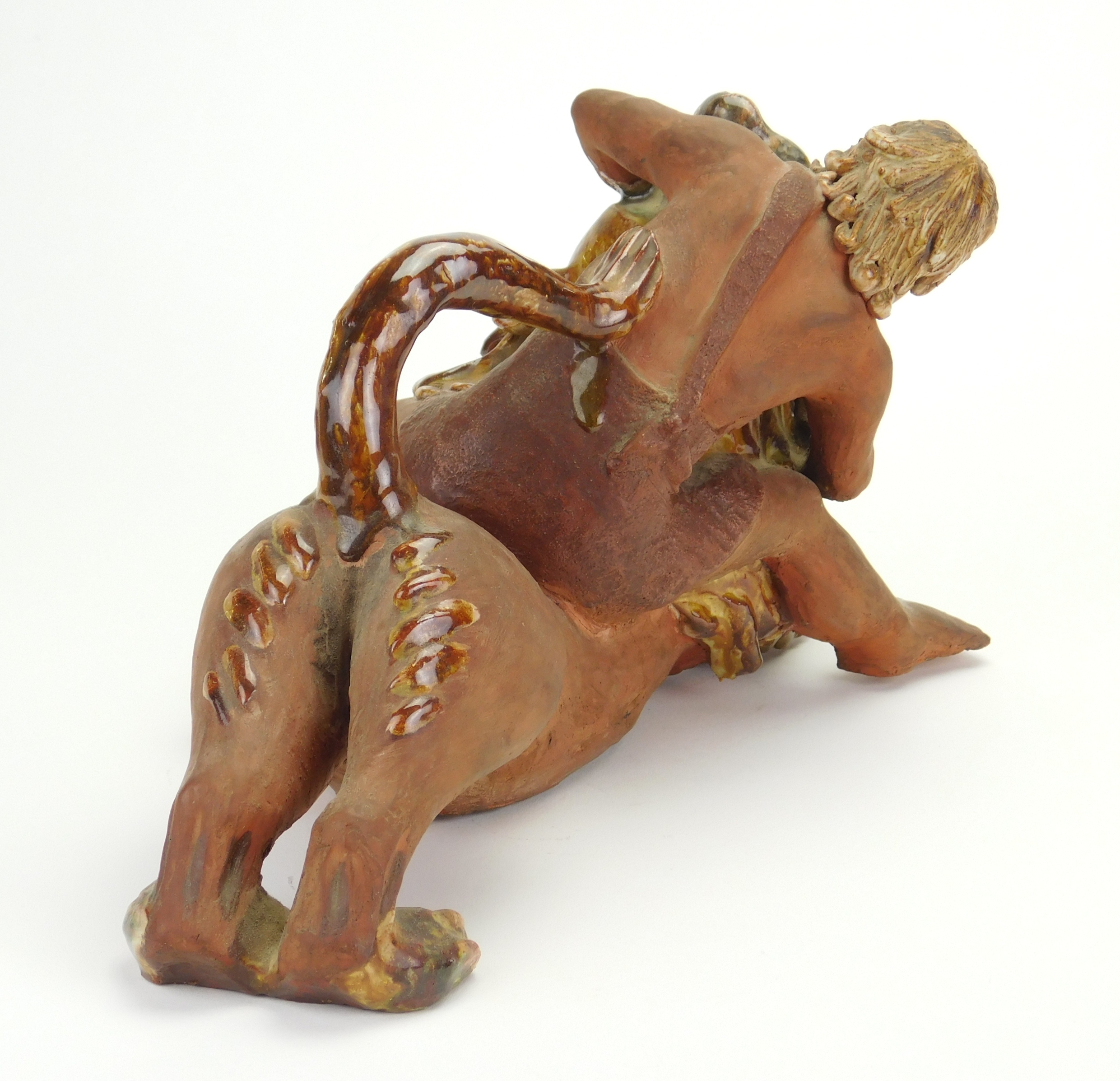 Artwork by Dorothy S. Harkins, Samson And The Lion, Made of ceramic sculpture