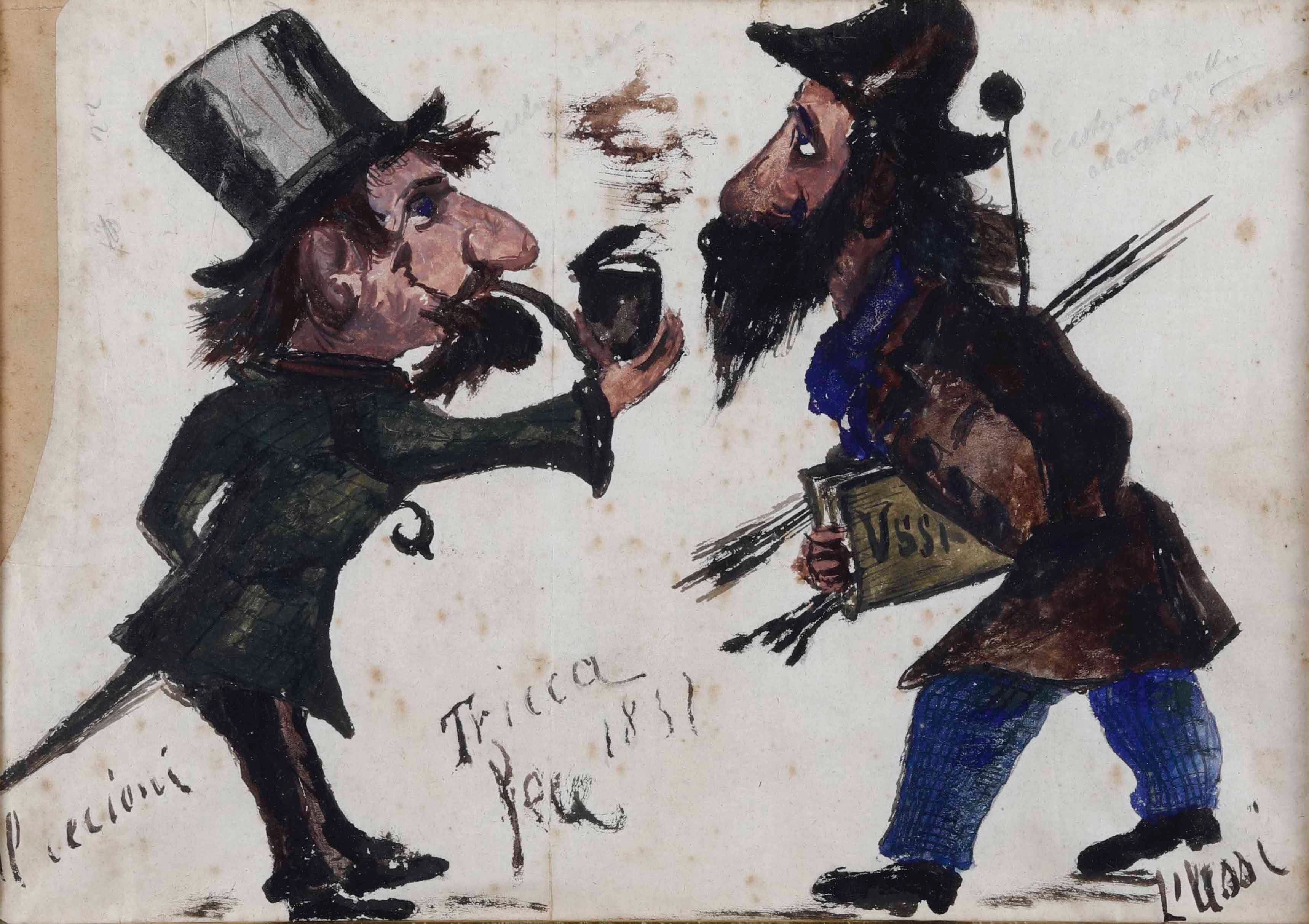 Angelo Tricca | Caricature di Cecioni e Ussi (1837) | MutualArt
