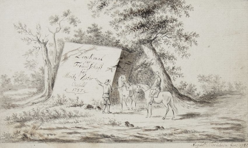 Artwork by August Albrecht Christian Tischbein, Monument of friendship for Moritz Victor Castell, Made of Indian nk on paper