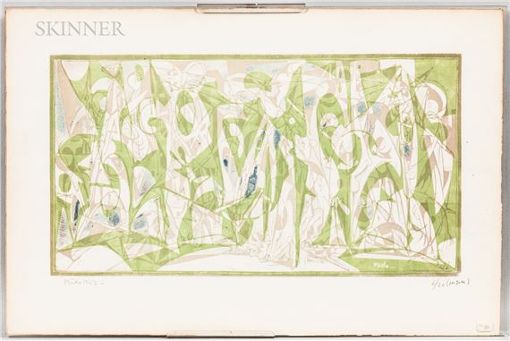 Abstract Composition in Green, Gray, and Blue.