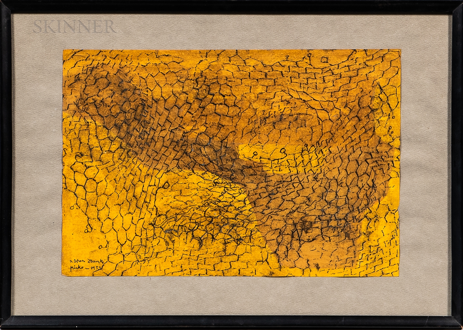 Artwork by Mirko Basaldella, Abstract in Yellow, Made of Mixed media pochoir with hand coloring