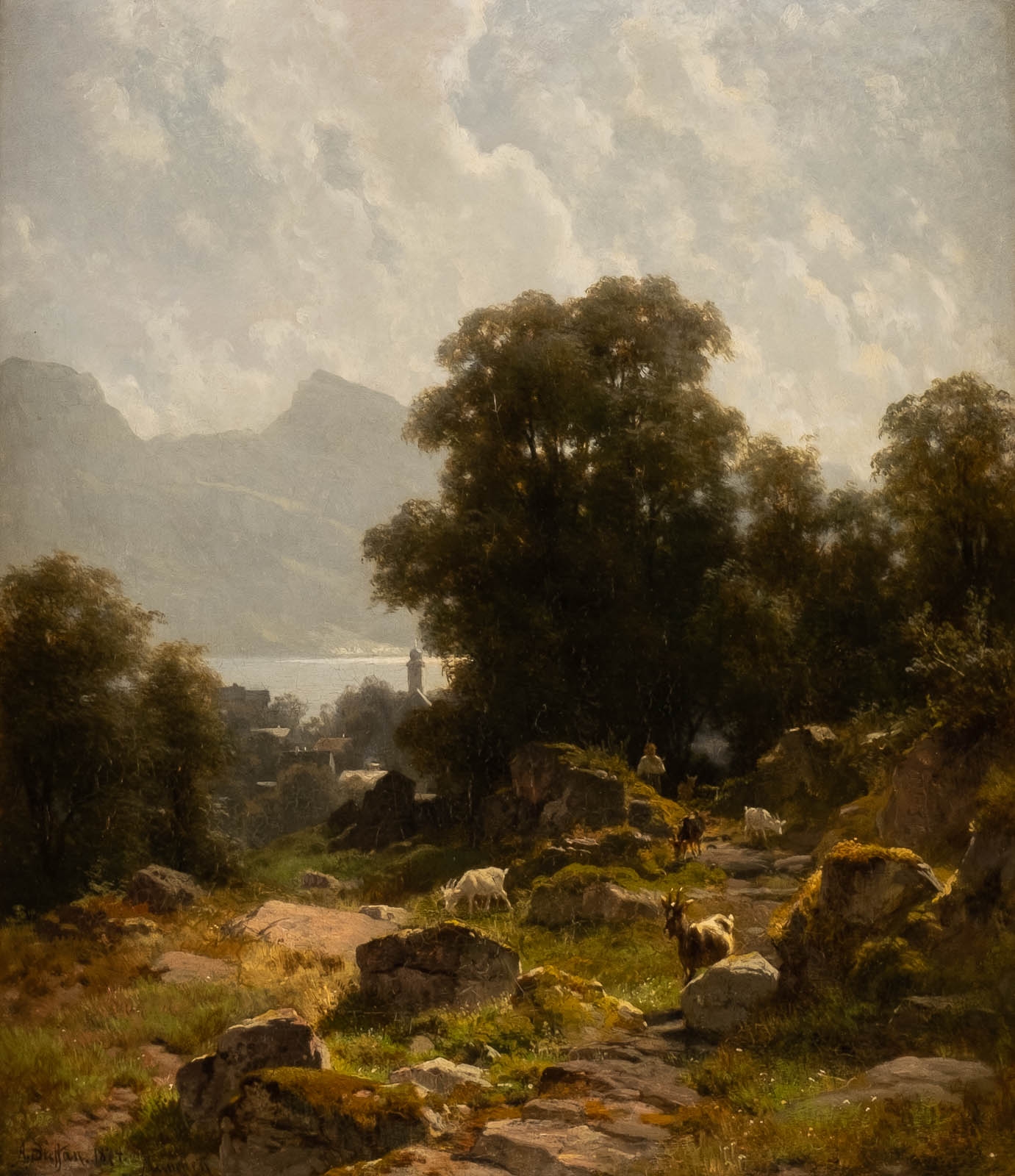 Artwork by Arnold Steffan, SOMMER AN EINEM SEE IN OBERBAYERN, Made of oil on canvas