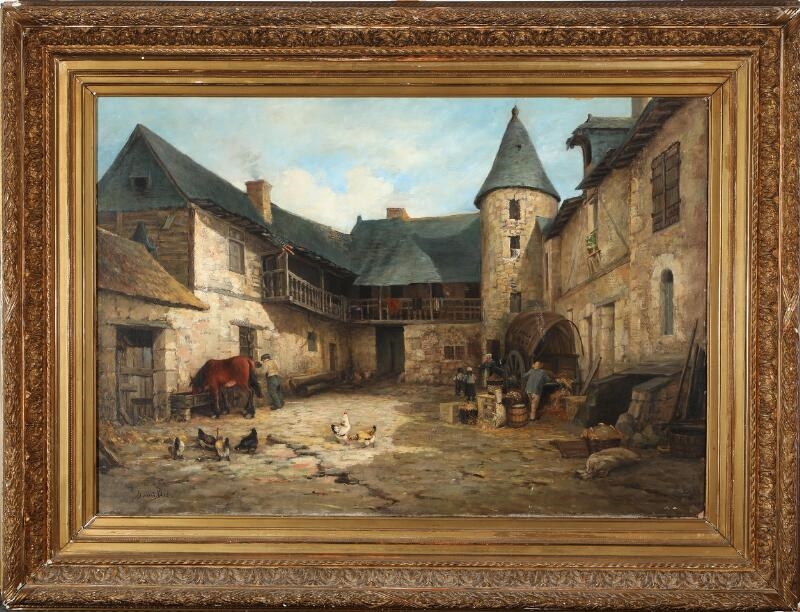 Artwork by Henri Saint Bie, Exterior from a court yard, Made of Oil on canvas
