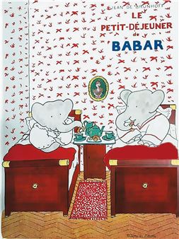 額装品/Le Petit Dejeuner Babar（ジャン ド ブリュノフ） Jean de Brunhoff | Babar Le Petit Déjeuner (ca. 1980) | MutualArt