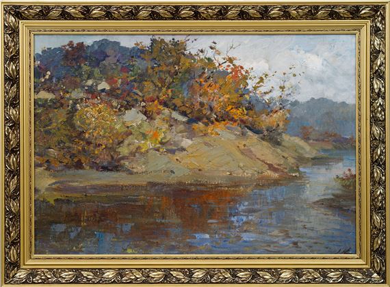 Landscape with river by Stanislavs Kreics