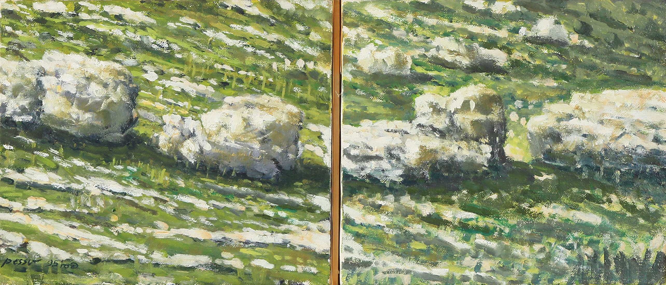 Artwork by Avraham Pesso, Diptych: Rocks, Made of Oil on canvas