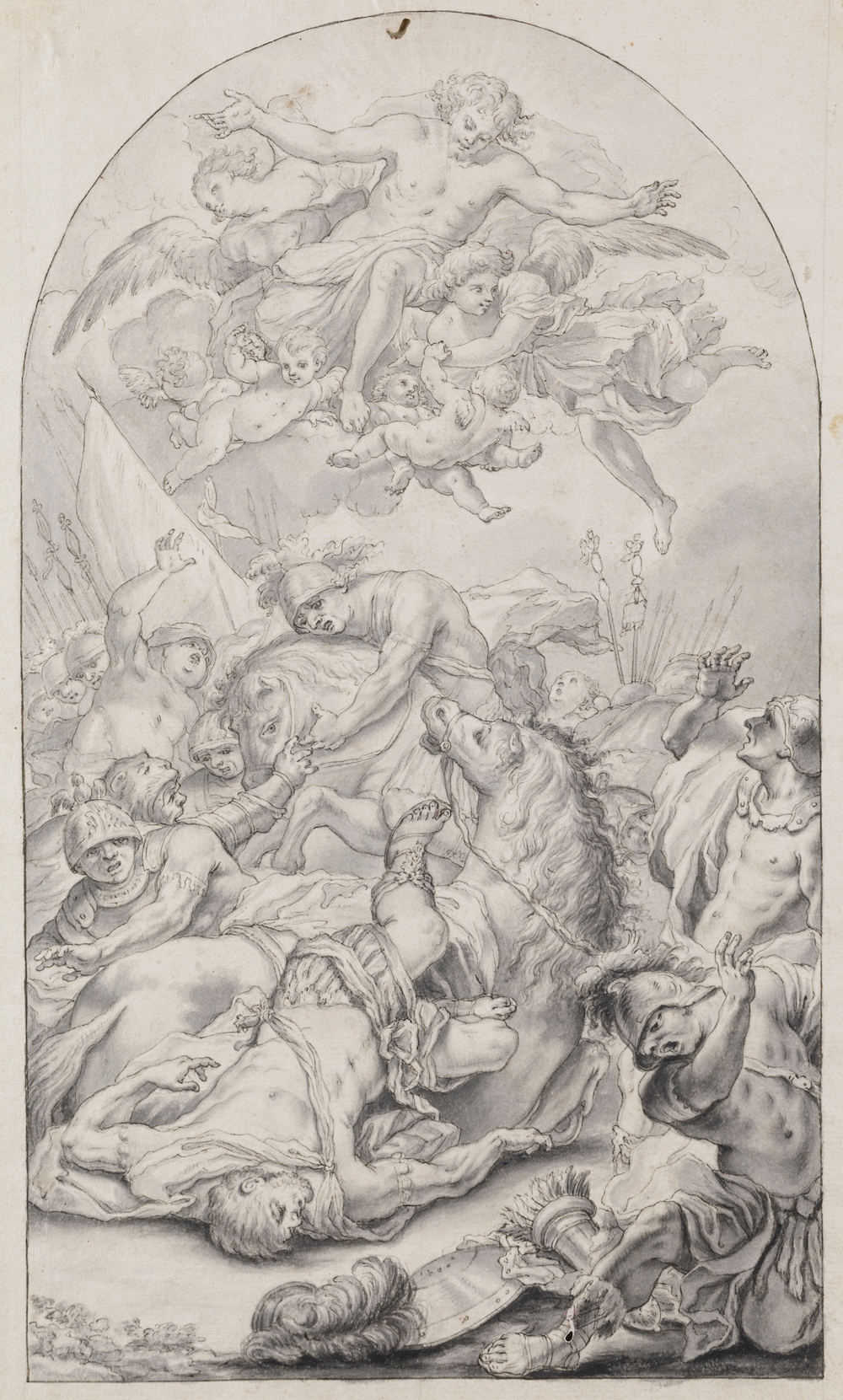 Artwork by Ignazio Enrico Hugford, Caduta di San Paolo, Made of pen and gray watercolor on paper