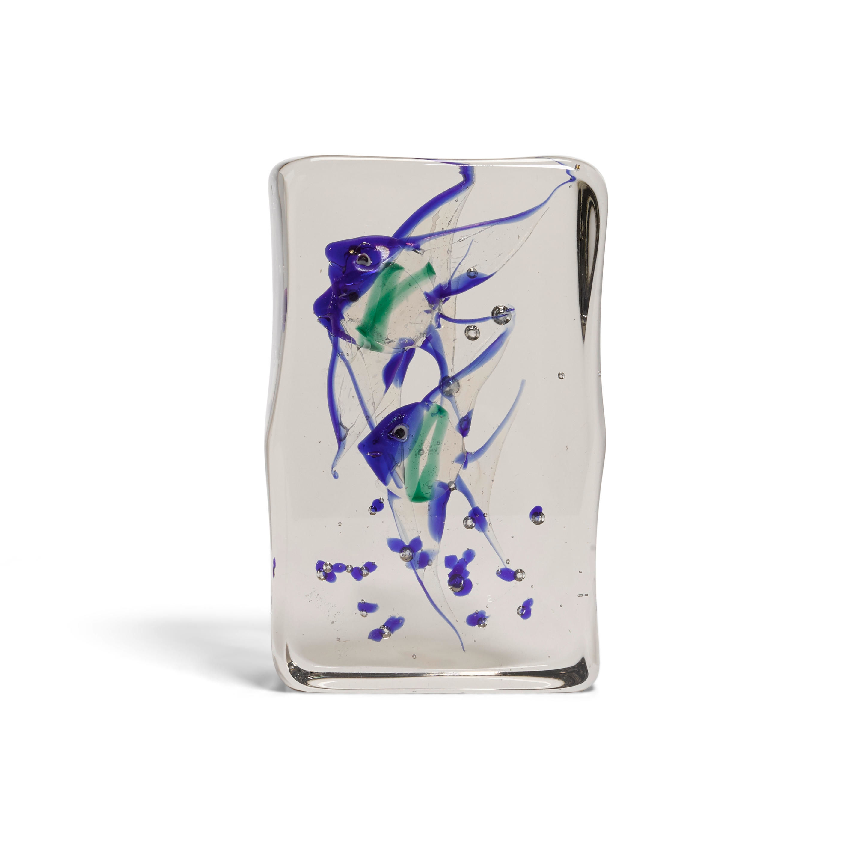 Alfredo Barbini Aquarium Sculpture with Angel Fish MutualArt