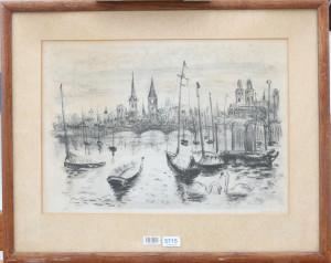 Zurich; alpenlandschap by Leonhard Meisser, 1952; 1950