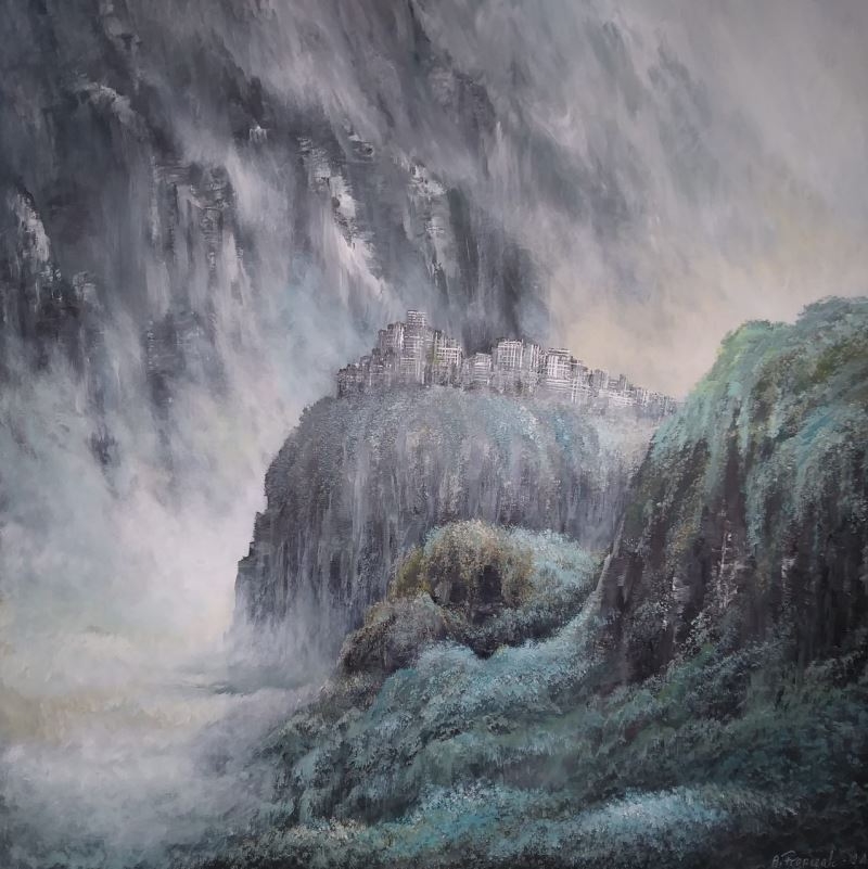 Artwork by Andrzej Fronczak, SECRETS OF MOUNTAIN TOWN, Made of Acrylic, Canvas