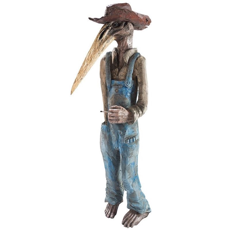 Artwork by Marcin Mysliwiec, FLIGHTLESS CREATURE IN A HAT, Made of Gold, Wood