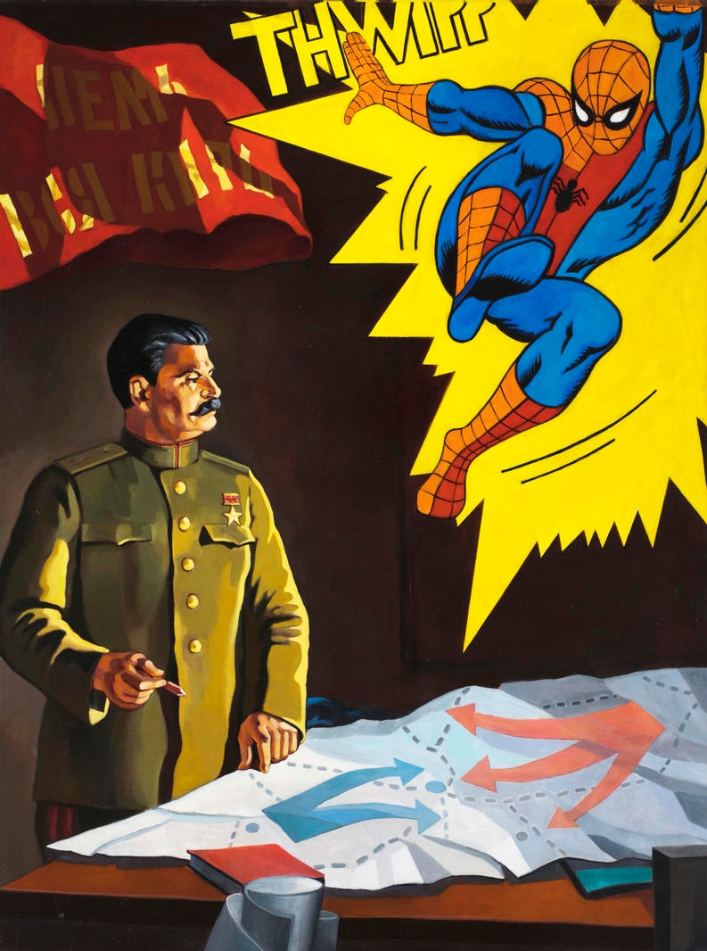 Stalin and Spiderman by Alexander Kosolapov, 1986